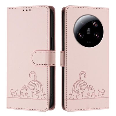 PU Leather Wallet Case for Xiaomi 13 Ultra with RFID Blocking, Kickstand, Magnetic Flip Cover, Pink
