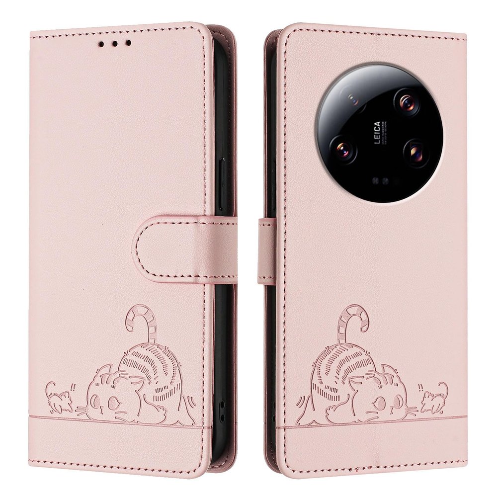 PU Leather Wallet Case for Xiaomi 13 Ultra with RFID Blocking, Kickstand, Magnetic Flip Cover, Pink