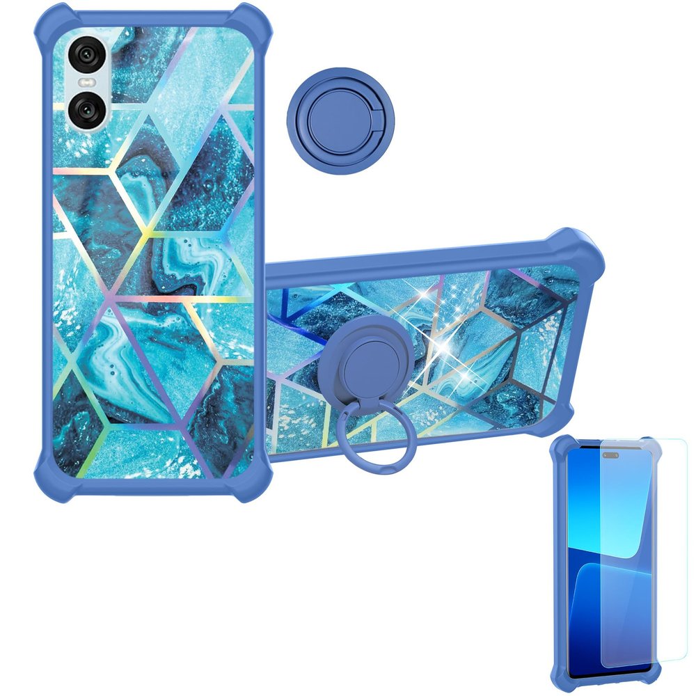 Aroepurt Case for Sony Xperia 10 VI, PC + Silicone Stand, with 9H HD Screen Protector