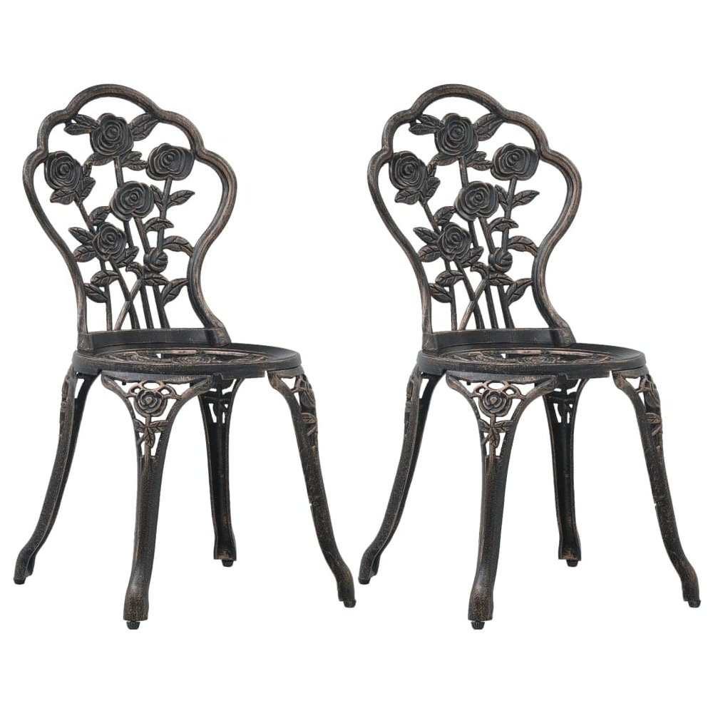 HEFZGDB Bistro Chairs 2-Piece Set, Bronze Cast Aluminum