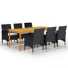 WEMYUFURN 7-Piece Black Outdoor Dining Set with Lounge Seating view 1
