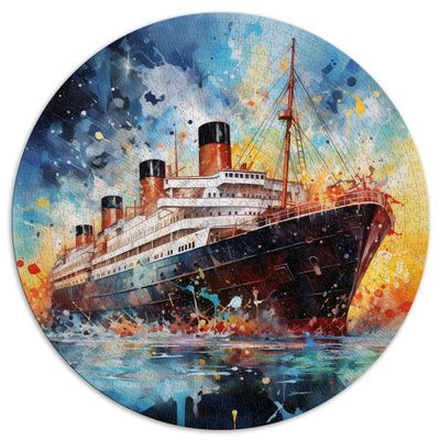 1,000-Piece Round Titanic Watercolor Puzzle for Adults, 26.6 x 26.6 in