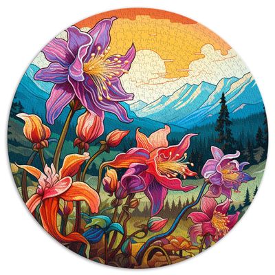 1000-Piece Puzzle for Adults, Rocky Mountain Columbia Creative Round Puzzle for Adults and Families, Cardboard Puzzle, Great Gift, 67.5 x 67.5 cm
