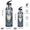 Leo Zodiac Sign Water Bottle with Straw, 18/8 Stainless Steel Vacuum-Insulated Thermos Bottle, BPA-Free, 600 mL/1 L view 2