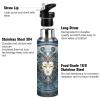 Leo Zodiac Sign Water Bottle with Straw, 18/8 Stainless Steel Vacuum-Insulated Thermos Bottle, BPA-Free, 600 mL/1 L view 3