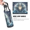 Leo Zodiac Sign Water Bottle with Straw, 18/8 Stainless Steel Vacuum-Insulated Thermos Bottle, BPA-Free, 600 mL/1 L view 4