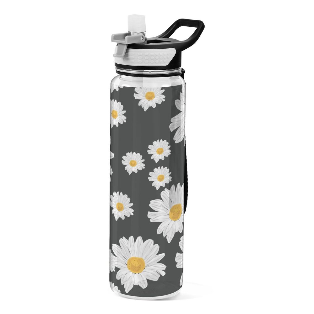 KLL Sports Water Bottle with Straw Lid, Leakproof, BPA-Free, 907 ml, Daisy Design