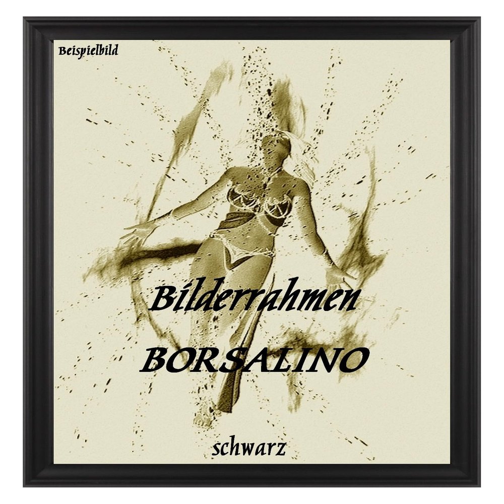 Borsalino Baroque Picture Frame 34 x 44 cm, Black Wood Grain, White Backing, Clear Acrylic Glass