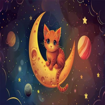 Paint by Numbers for Adults, Cat and Moon DIY Kit, 180 x 100 cm