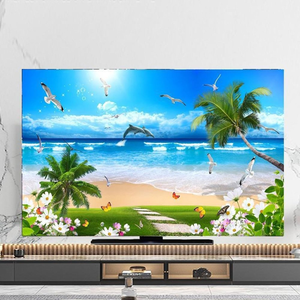 FUELIX TV Cover for 32–75-Inch TVs, Dustproof Soft Polyester Cover for Indoor Use, Compatible with PCs, Desktop Computers, and TV Screens, A4, 75 in