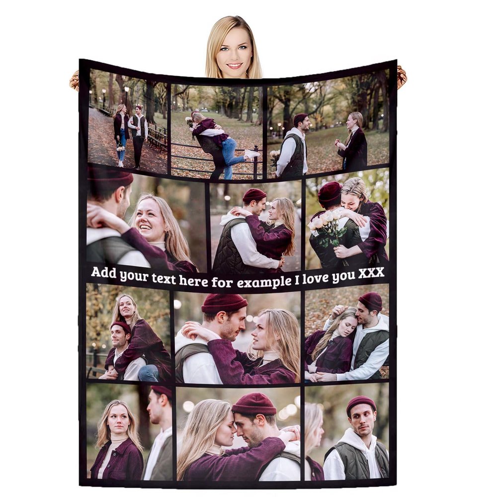 DSSHENGDS Personalized Photo Fleece Blanket, L, 180 × 230 cm