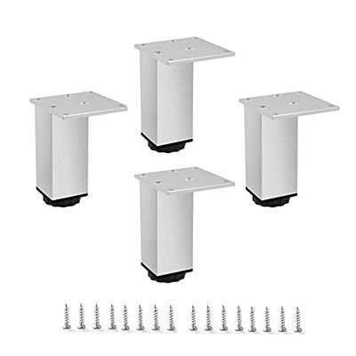 Metal and Aluminum Furniture Legs, DIY Cabinet Feet, Set of 4, Square Adjustable Legs, White