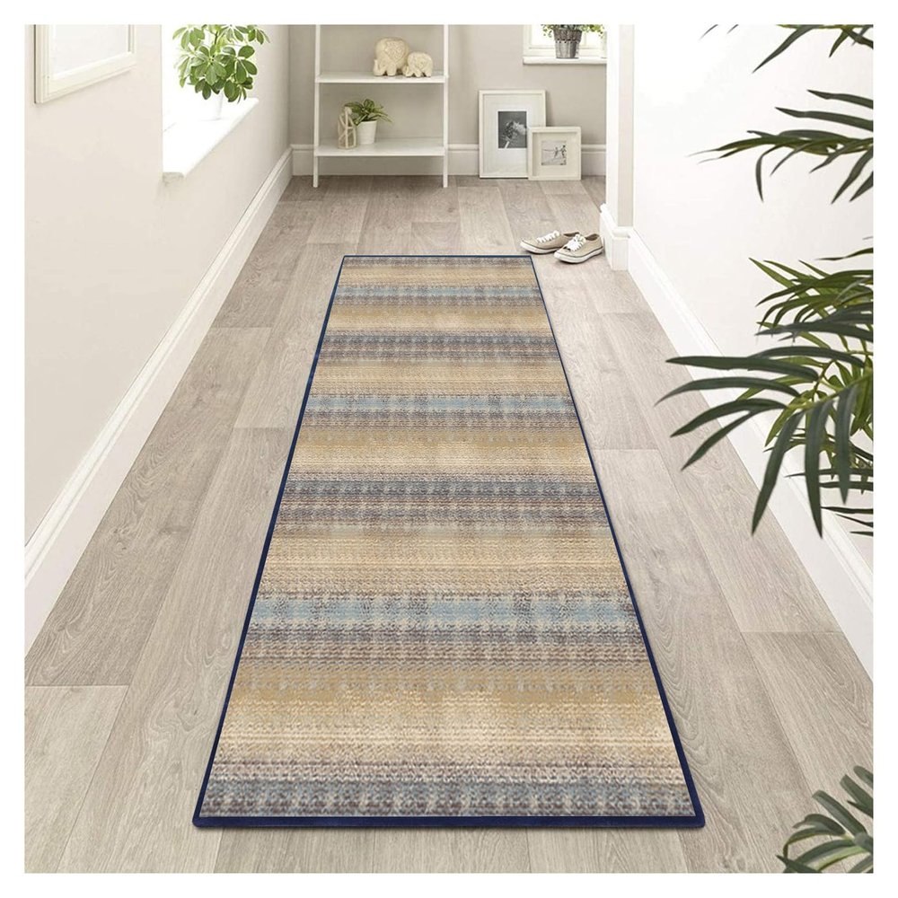 Siunwdiy Modern Abstract Runner Rug 60 x 280 cm, Non-Slip Rectangular Printed Rug with Yellow Pattern