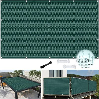 Shade Sail 3.8 x 4.5 m, Breathable HDPE, UV Protection, Square Shade Net with Eyelets and Cord, Dark Green