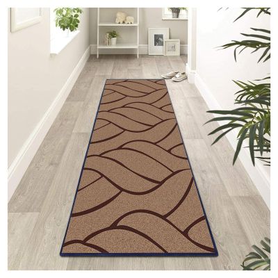 Siunwdiy Brown and Black Geometric Runner Rug 50 x 160 cm