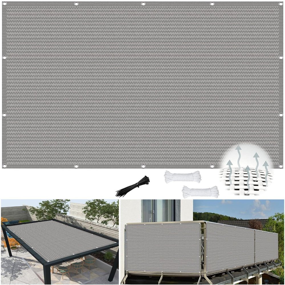 Shade Sail 3.8 x 3.8 m, Windproof, Water-Permeable, Light Gray