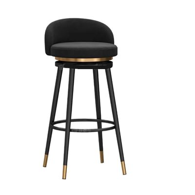 Velvet Swivel Bar Stools, Set of 2, Black, 75 cm