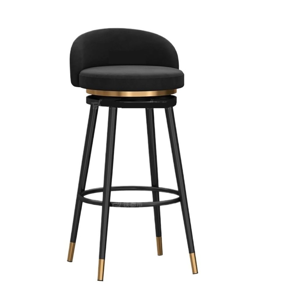 Velvet Swivel Bar Stools, Set of 2, Black, 75 cm
