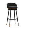 Velvet Swivel Bar Stools, Set of 2, Black, 75 cm view 1