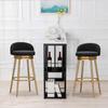 Velvet Swivel Bar Stools, Set of 2, Black, 75 cm view 3