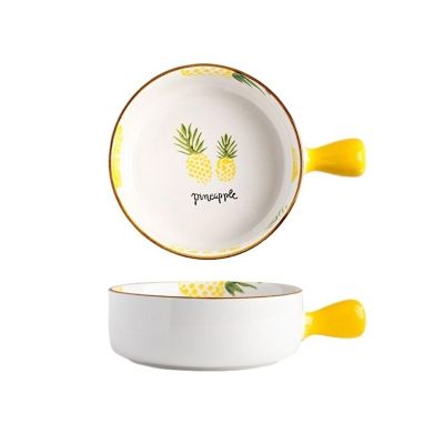 Yellow Ceramic Casserole Dish with Handle