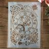 Painting Stencils for Wood, A4, 29 cm, Vintage Style, Clock, Brick Wall, Reusable Craft and Wall Stencils view 1