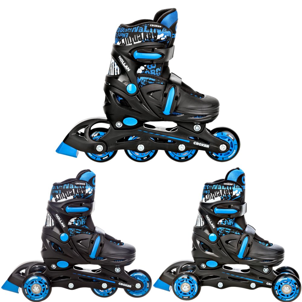 CROXER 3-in-1 Adjustable Inline Skates, Triskates & Roller Skates for Kids (Nollan, 30–33, 17.5–20.5 cm)