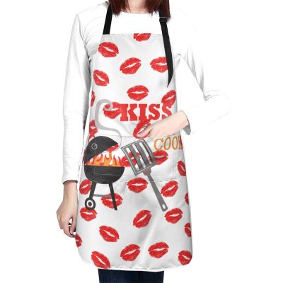 Lrtyuasq Kiss the Cook Apron with Pocket, Adjustable, One Size