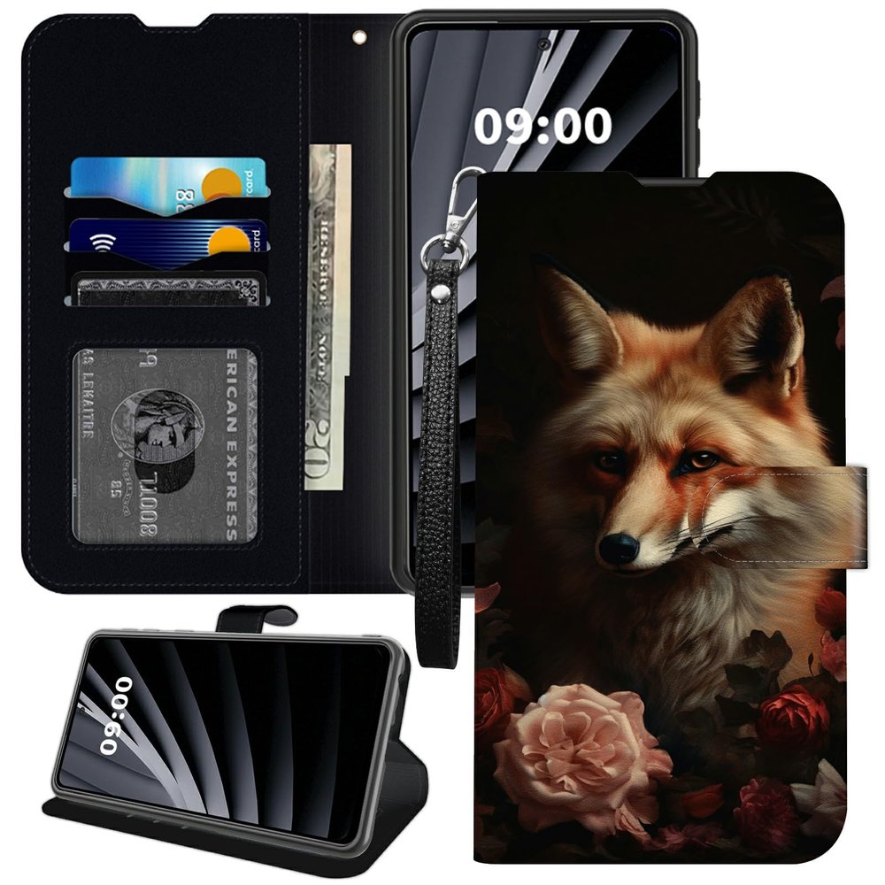 BWEGRHE Wallet Case for Samsung Galaxy S23 Ultra, Wrist Strap, PU Leather, TPU Inner Case, Magnetic Closure, Stand, Card Slot
