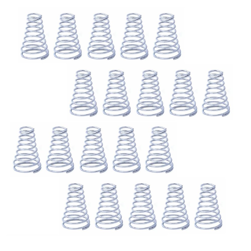 20-Piece 304 Stainless Steel Conical Compression Springs, 0.3–0.8 mm Wire, 0.5 × 3–7 × 8.5 mm