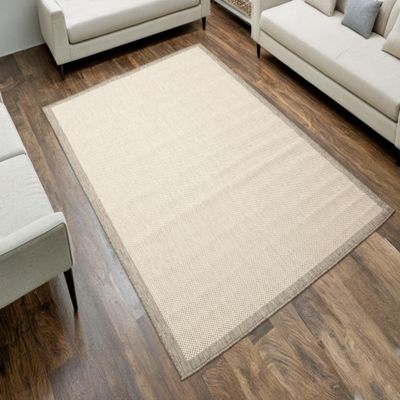 AKCILA Brussels Rectangular Gray Outdoor Rug 140 x 200 cm, Sisal Patio Rug, Weather-Resistant Balcony Rug, Washable Kitchen Rug