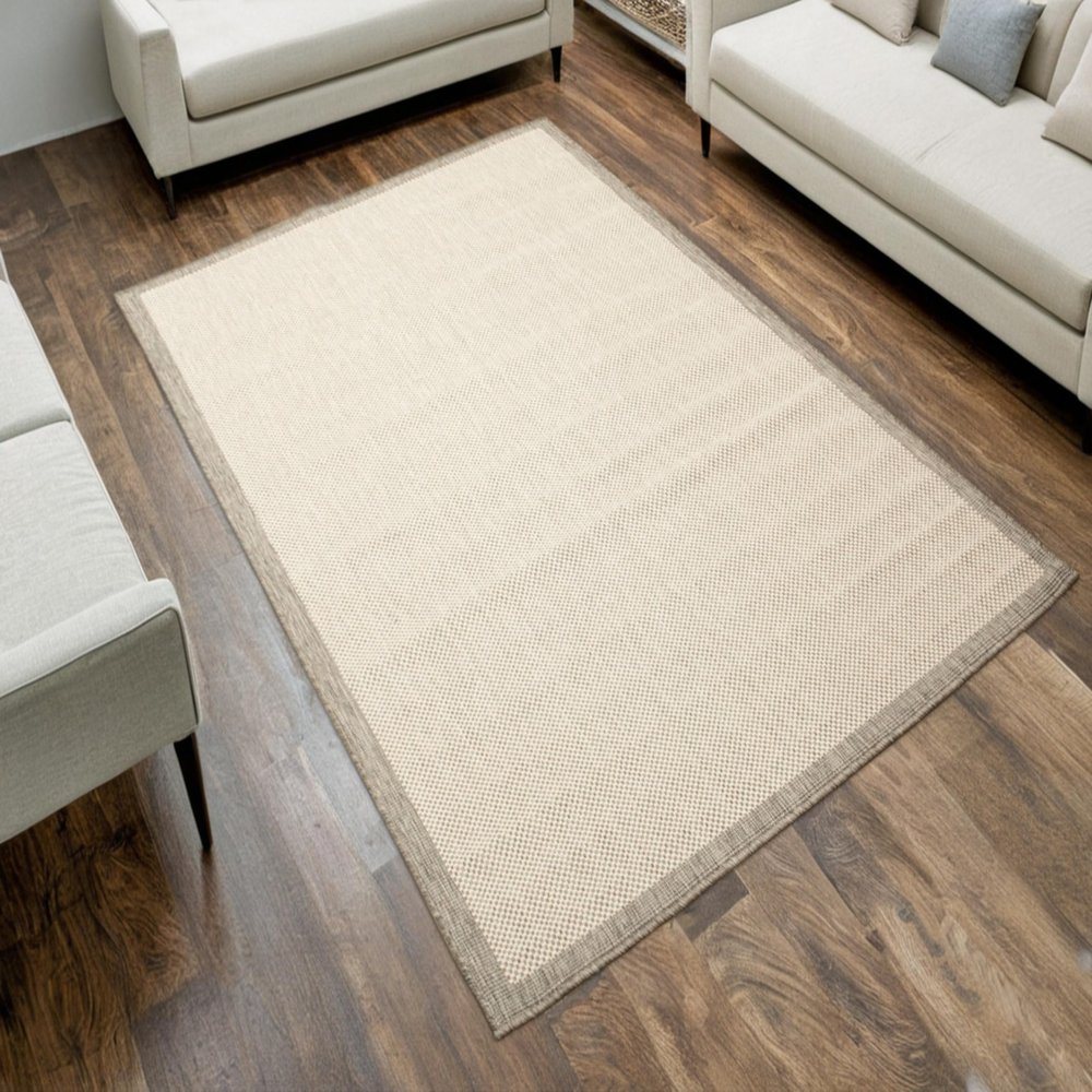 AKCILA Brussels Rectangular Gray Outdoor Rug 140 x 200 cm, Sisal Patio Rug, Weather-Resistant Balcony Rug, Washable Kitchen Rug