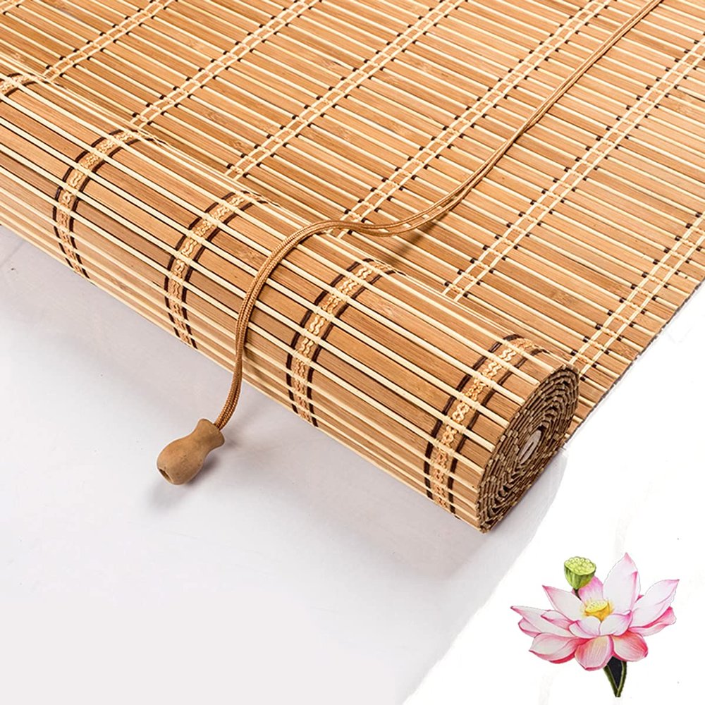IkErna Retro Bamboo Roman Shade, Light-Filtering, Privacy & Sun Protection, 39 x 55 in