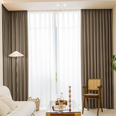 Homxi Blackout Curtains, 2-Pack, 42W x 72H in, Solid Brown Velvet