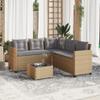 Homgoday Beige Poly Rattan L-Shaped Patio Sofa Set with Table and Cushions view 1