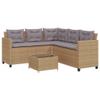 Homgoday Beige Poly Rattan L-Shaped Patio Sofa Set with Table and Cushions view 2