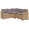 Homgoday Beige Poly Rattan L-Shaped Patio Sofa Set with Table and Cushions view 3