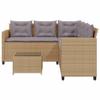 Homgoday Beige Poly Rattan L-Shaped Patio Sofa Set with Table and Cushions view 4