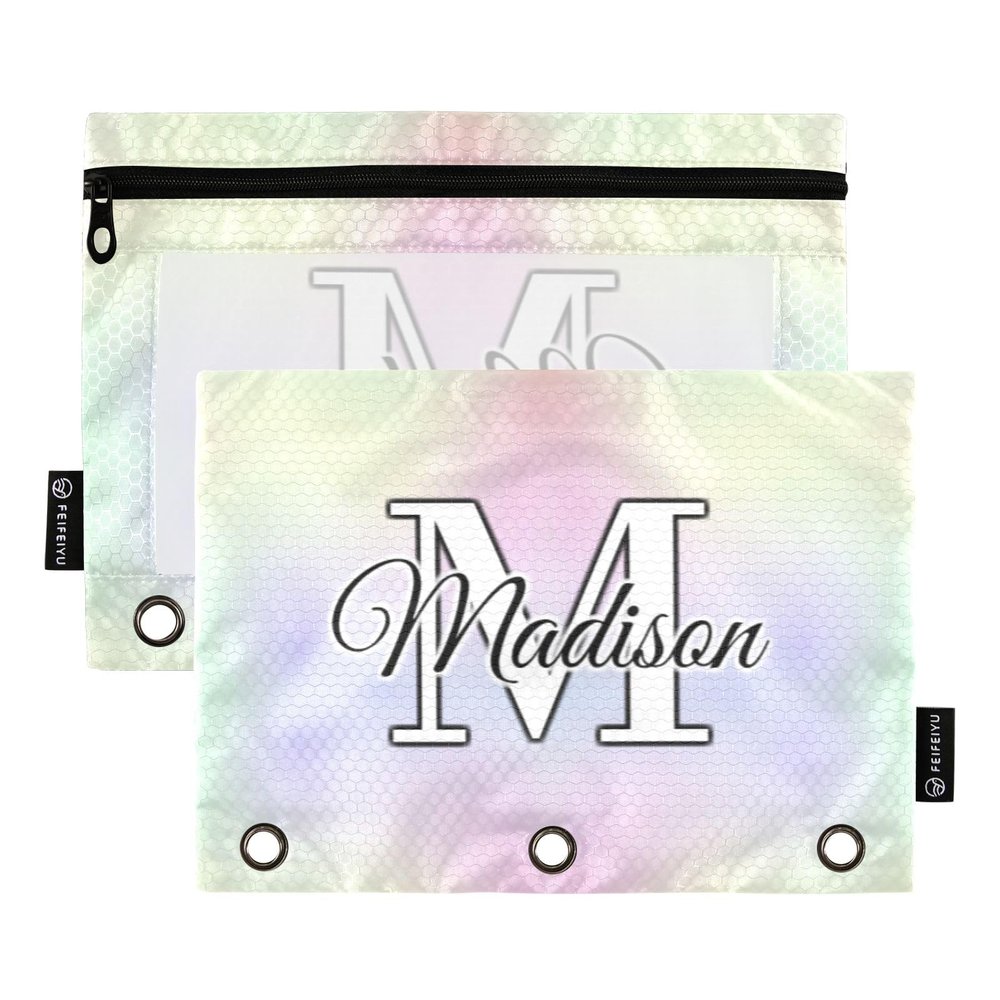 CHIFIGNO 3-Ring Pencil Pouches, Customizable, Clear Window, 2-Pack