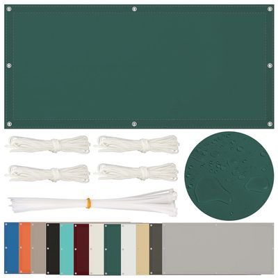 Waterproof Rectangular Sun Shade Sail 1.4 x 4 m with Eyelets, Dark Green