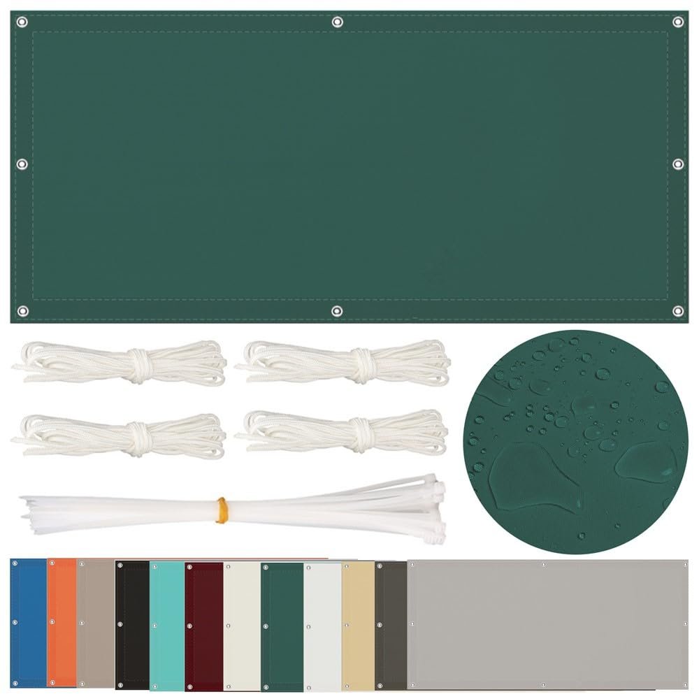 Waterproof Rectangular Sun Shade Sail 1.4 x 4 m with Eyelets, Dark Green