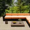 Hiseng Outdoor Sofa Seat Cushion Covers, 2-Piece Set, Waterproof, Zippered, 60 x 55 x 10 cm, Orange view 4
