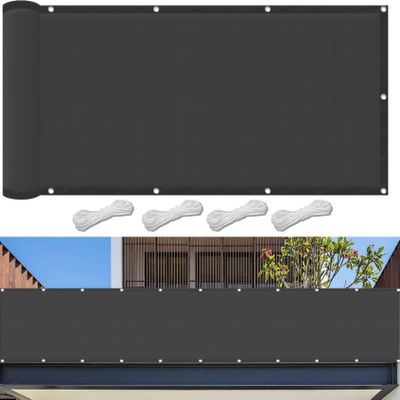 Waterproof Rectangular Sun Shade Sail with Eyelets, 440 x 550 cm, Dark Gray