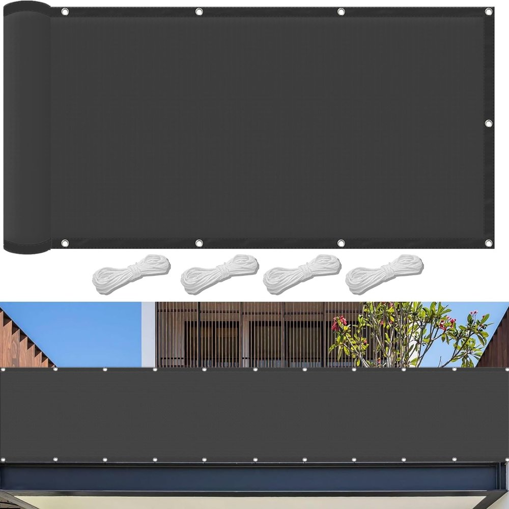 Waterproof Rectangular Sun Shade Sail with Eyelets, 440 x 550 cm, Dark Gray