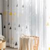 Homxi Tulle Curtain Set of 2, 42 W x 90 H in, Sheer White, Black and Yellow Triangle Pattern, Hook Top view 1
