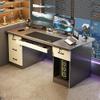 FUKEFUZ Home Office Desk with Drawers and Chair Set, Large L-Shaped Wooden Computer Desk, 47.2 x 23.6 x 29.5 in (A) view 1