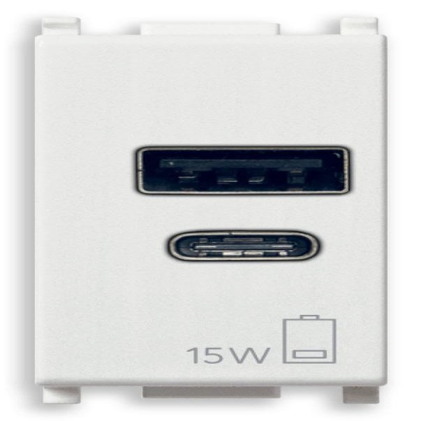 Vimar 14292.AC.15 PLANA USB Power Supply, 15W, 3A, 5V