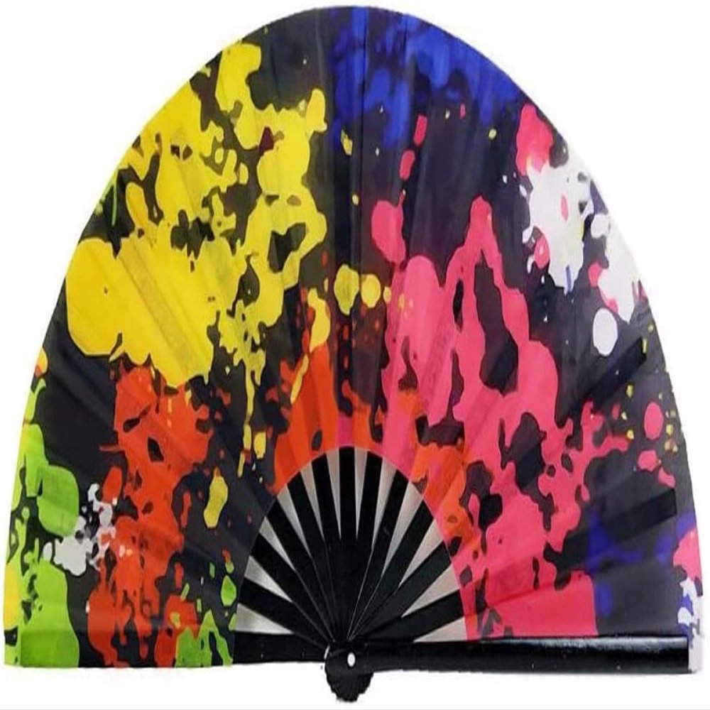 KanDuo Foldable Hand Fan, Colorfully Painted, Handmade, 1 Piece