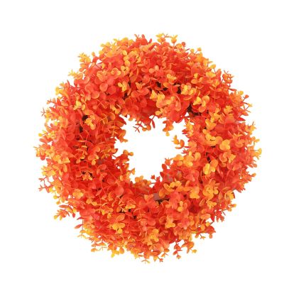FriendshipHome Orange Plastic Wreath, 40 x 40 cm, for Weddings, Home Decor, Indoor and Outdoor Use, Spring and Summer Decor, 407 g