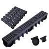 Durabern Drainage Channel with Cast-Iron Grate, 12.5-ton Load Capacity | 98 mm Channel Set, Drive-Over, for Garden, Yard & Patio, incl. 2 Drain Outlets (7 m, Wave) view 1